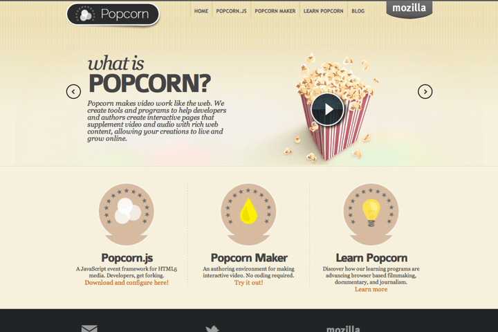 Mozilla Popcorn website preview